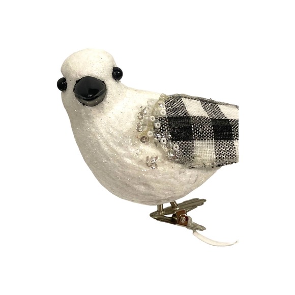 Black White Buffalo Check Santa Clause Snowman Hat Bird Christmas Ornament - Picture 6 of 8